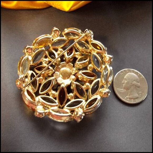1950s Juliana Topaz Citrine Snowflake Vintage Brooch 14723 - Picture 6 of 6